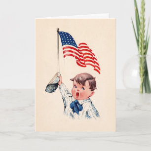Carte de vœux vintage drapeau américain 4 juillet