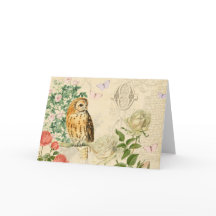 Carte de voeux vintage florale de hibou avec des