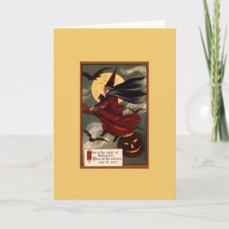 Carte de voeux vintage Halloween Witch