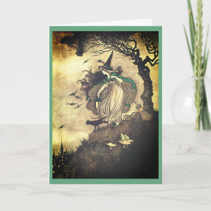 Carte de voeux vintage Halloween Witch