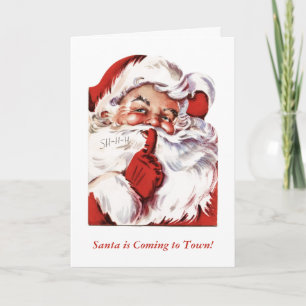 Carte de voeux vintage Jolly Old Père Noël Shhh Ho