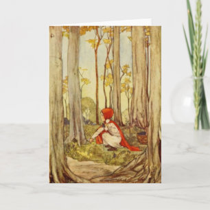 Carte de voeux vintage Little Red Riding Hood