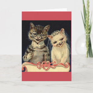 Carte de voeux vintage Mariage Cat