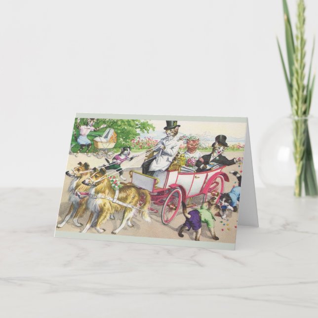 Carte de voeux vintage Mariage Cat (Devant)
