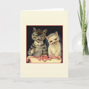 Carte de voeux vintage Mariage Cat