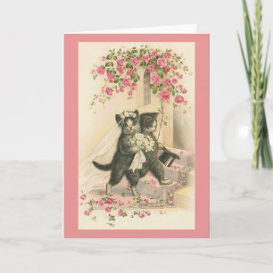 Carte de voeux vintage Mariage Cat