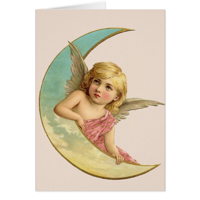 Carte de voeux vintage Moon Angel (Devant)