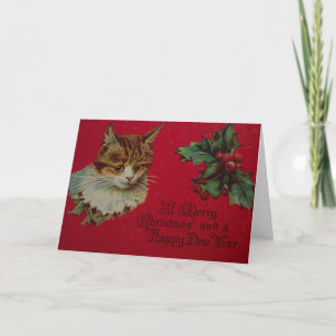 Carte de voeux Vintage Noël et Nouveau An Chats