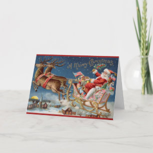 Carte de voeux vintage Père Noël Joyeux Noël