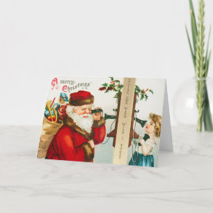 Carte de voeux vintage Père Noël Joyeux Noël