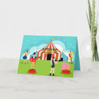 Carte de voeux vintage personnalisable de cirque