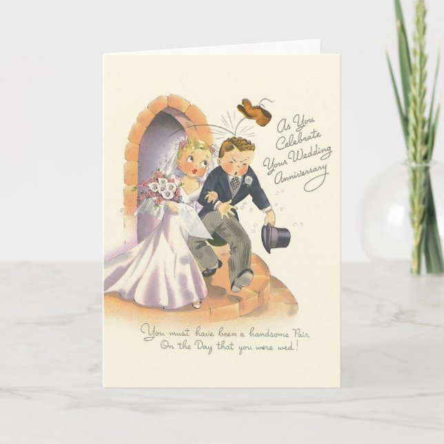 Carte de vœux vintage pour anniversaire de mariage (Devant)