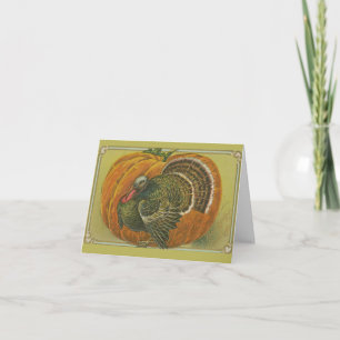 Carte de vœux vintage pour Thanksgiving avec dinde