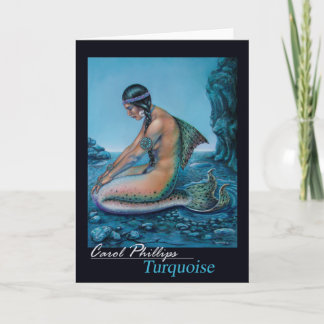 Carte de voeux Vintage sirène Turquoise