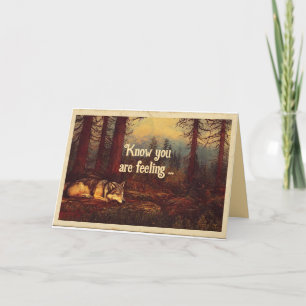 Carte de voeux vintage Wolf Get Well Grey Card