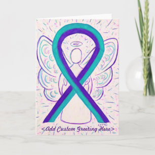 Carte de voeux violet et Turquoise de sensibilisat
