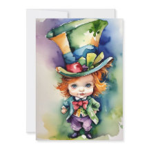 Carte de voeux Watercolor Baby Alice in Wonderland