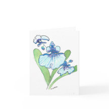 Carte de voeux Watercolor Blue Orchid avec envelop