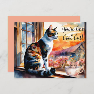 Carte de voeux Watercolor Cat and Mouse