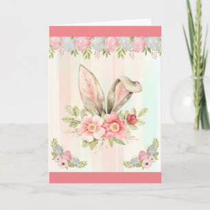 Carte de voeux Watercolor Floral Bunny Ears