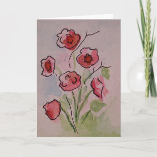 Carte de voeux Watercolor Poppies, vierge à l'inté