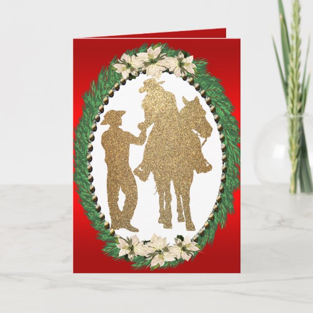 Carte de voeux Western Cowboy Cowgirl Horse (Devant)