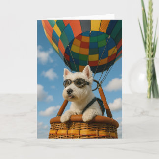 Carte de voeux Westie Hot Air Balloon - Blank