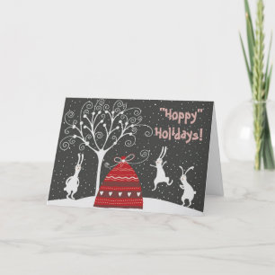 Carte de voeux Winter Bunny Hoppy Holidays