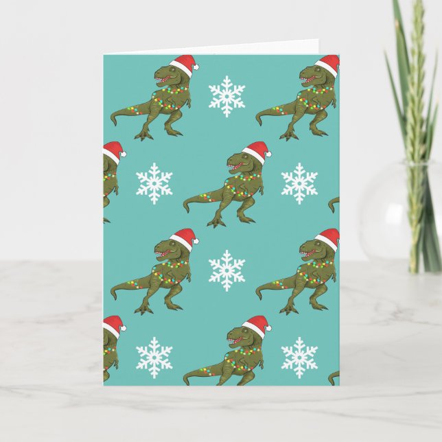Carte de voeux Xmas Christmas Dinosaur T-Rex Père  (Devant)