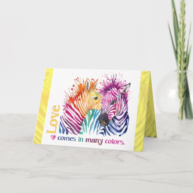 Carte de voeux Zebras colorée (Devant)