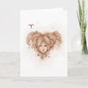 Carte de voeux Zodiac Girl : Aries