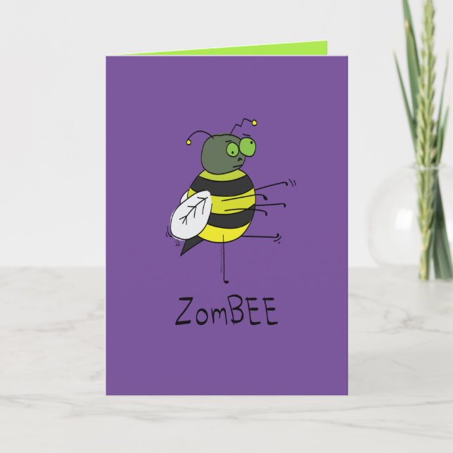 Carte de vœux zombie d'abeille drôle pour Hallowee (Devant)