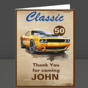Carte de voiture classique 50e anniversaire