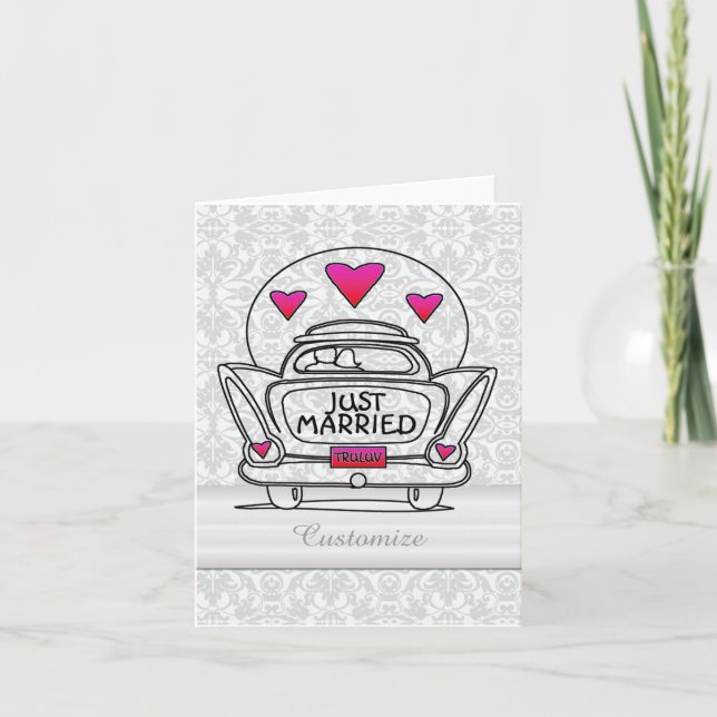 Carte de voiture personnelle juste mariée Honeymoo (Devant)