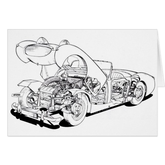 Carte de voiture Retro Austin Healey Sprite Randon (Devant horizontal)