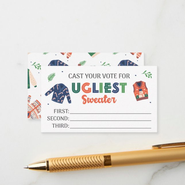 Carte de vote de la fête de Noël moche (Devant/Arrière en situation)