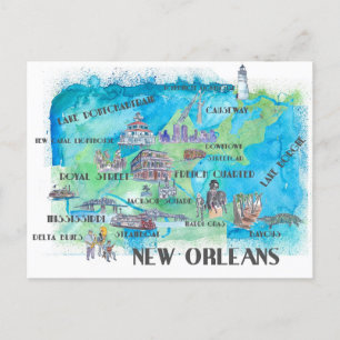 Carte de voyage de la Nouvelle-Orléans Louisiane
