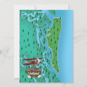 Carte de voyage de l'île Amelia en Floride.