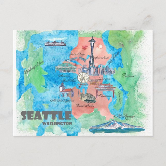Carte de voyage de Seattle Washington (Devant)