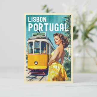 Carte de voyage de style vintage Lisbonne
