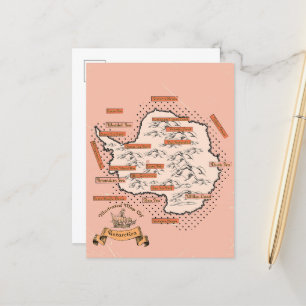 Carte de voyage illustrée Antarctique