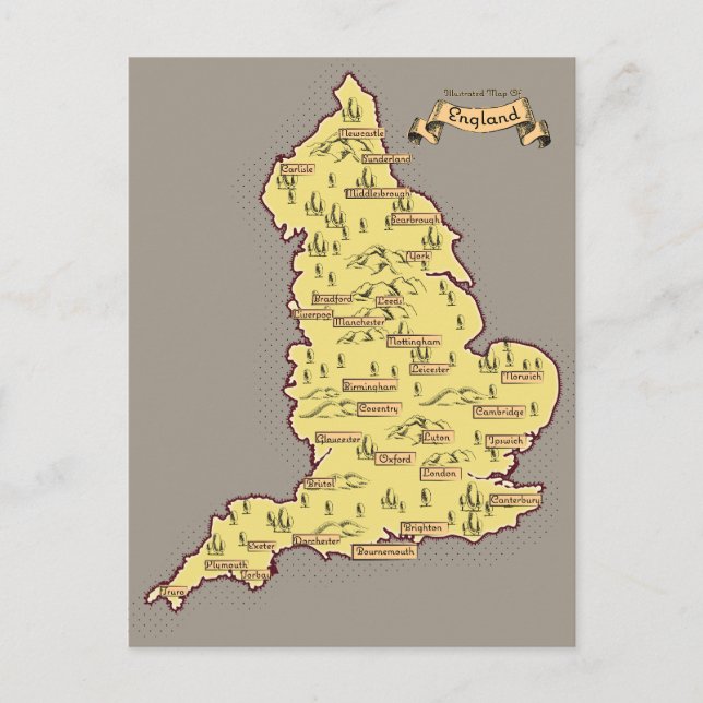 Carte de Voyage illustrée de l'Angleterre (Devant)