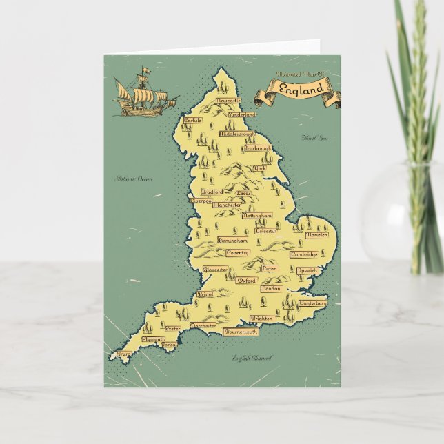 Carte de Voyage illustrée de l'Angleterre (Devant)