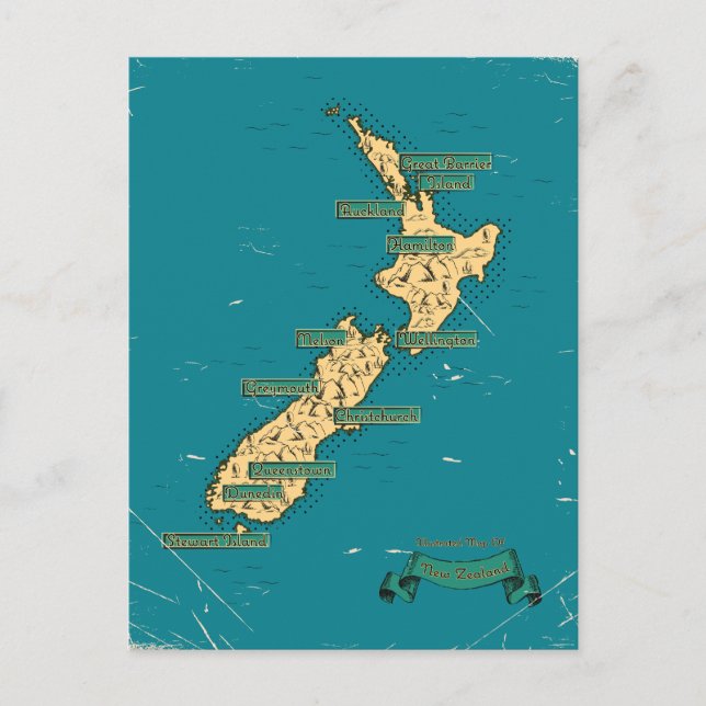Carte de voyage illustrée de Nouvelle-Zélande (Devant)