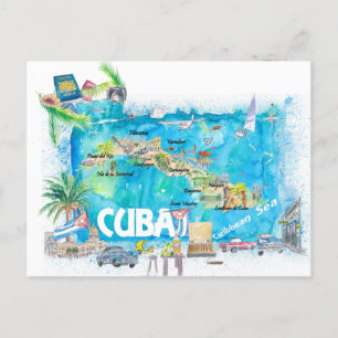 Carte de voyage illustrée des Antilles cubaines av