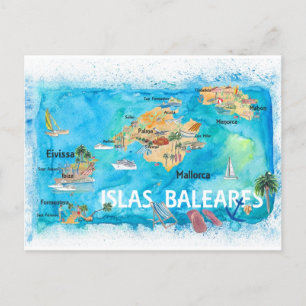 Carte de voyage illustrée des Baléares