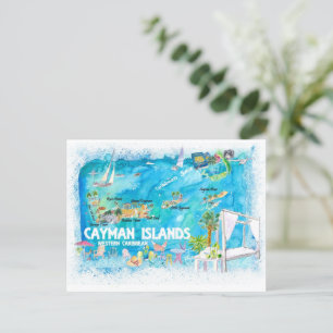 Carte de voyage illustrée des îles Caïmans avec ro