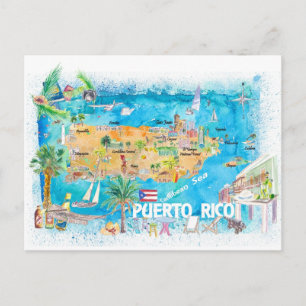 Carte de voyage illustrée des îles Porto Rico