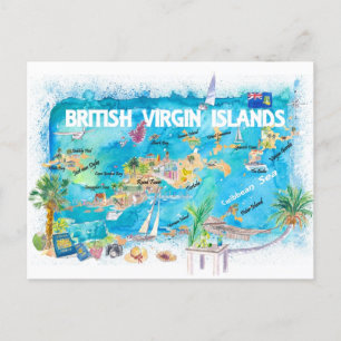 Carte de voyage illustrée des îles Vierges britann