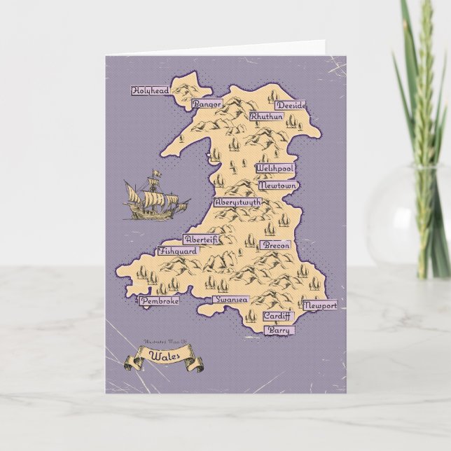 Carte de Voyage illustrée du Pays de Galles (Devant)